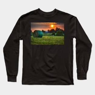 Sunset Over Hay Field Long Sleeve T-Shirt